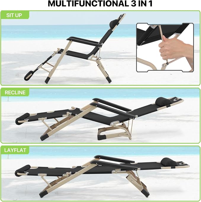 Magshion Folding Patio Chairs Set of 2, Outdoor Lounge Chair - Image 5