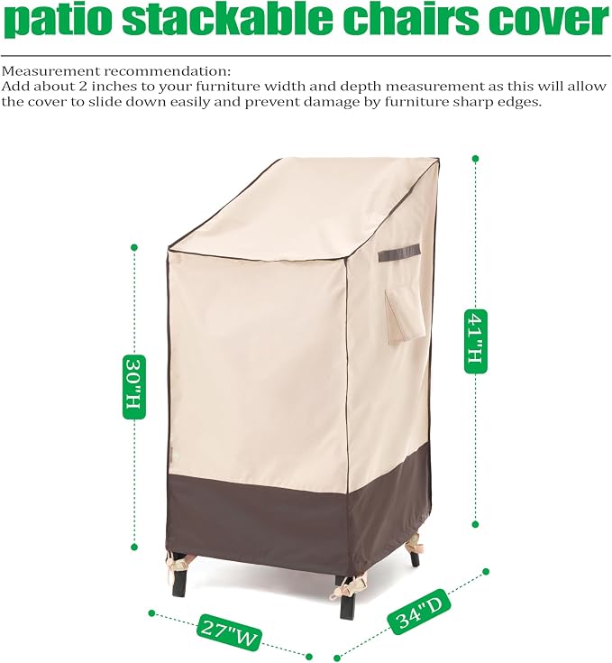 F&J Outdoors Waterproof Anti-UV Heavy Duty High Back / 4 Stackable Chairs Cover - Image 2