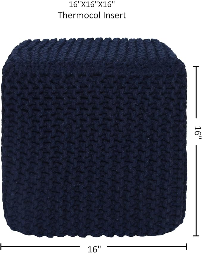 REDEARTH · Square Hand Knitted Pouf - Image 3