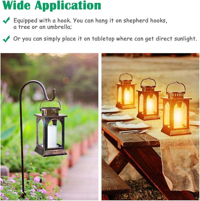 TomCare Solar Lights Flickering Flame Upgraded Metal Solar Lantern Outdoor - Image 5