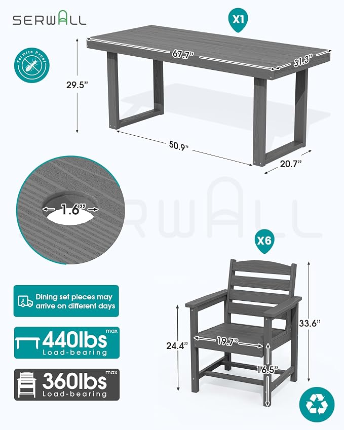 SERWALL HDPE Outdoor Dining Set - Image 2