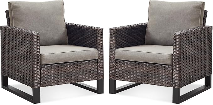 Belord Oversize Patio Chairs Set of 2 Outdoor Wicker Dining Chairs, All-Weather by Belord