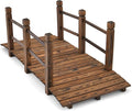 Tangkula 5 FT Wooden Garden Bridge, Arch Stained Finish Footbridge by TANGKULA