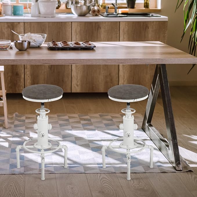 Topower Antique Vintage Industrial Barstool PU Leather Water Pipe Fire Hydrant - Image 7