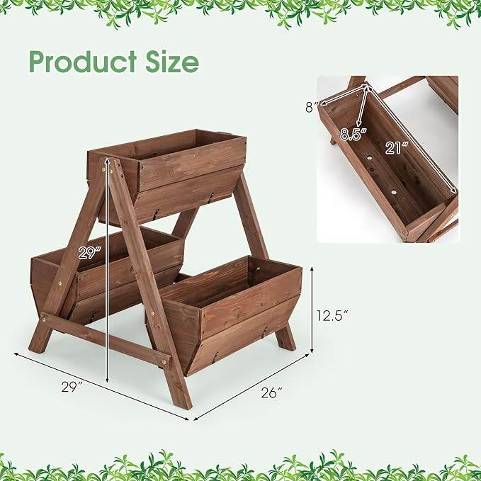 Giantex Vertical Raised Garden Bed, 3 Wood Planter Boxes - Image 9