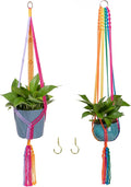 Rainbow Colorful Macrame Plant Hanger by HOWMAX