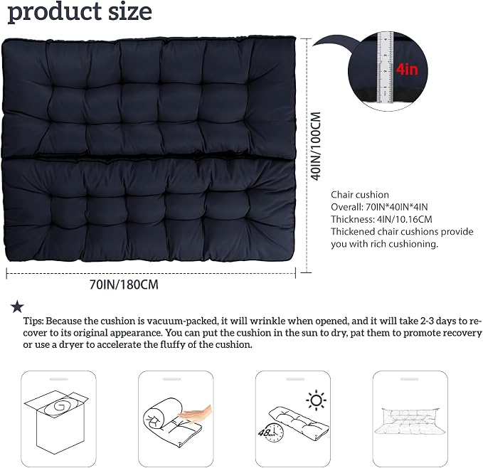 Outside Benches Cushion with Backrest, Thicken Waterproof Swing Cushions 2/3 - Image 5