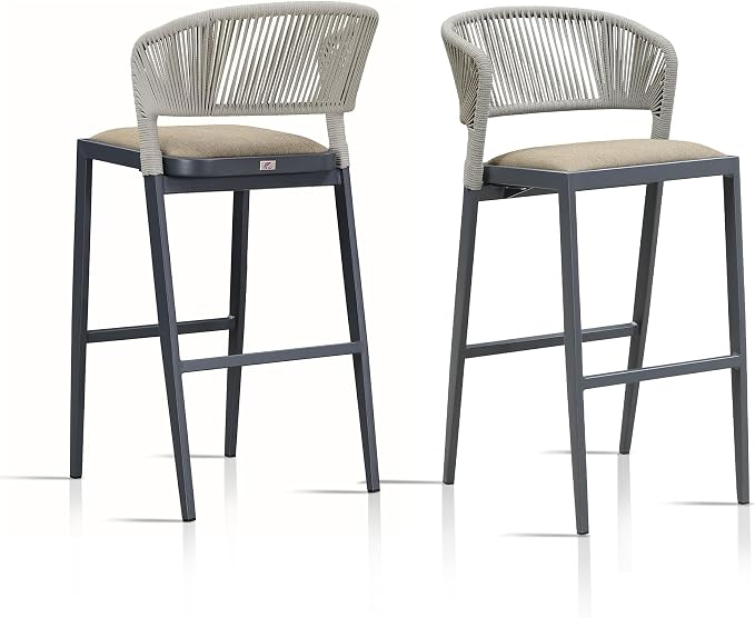 PURPLE LEAF Bar Stool Set of 2 Outdoor Bar Chairs by PURPLELEAF