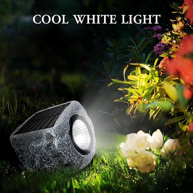 Solar Rock Lights Outdoor 2 Pack, Bright Solar Spotlights Outdoor Waterproof - Image 2