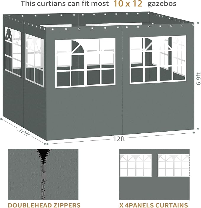 Gazebo Privacy Curtains 10' x 10' - Image 4