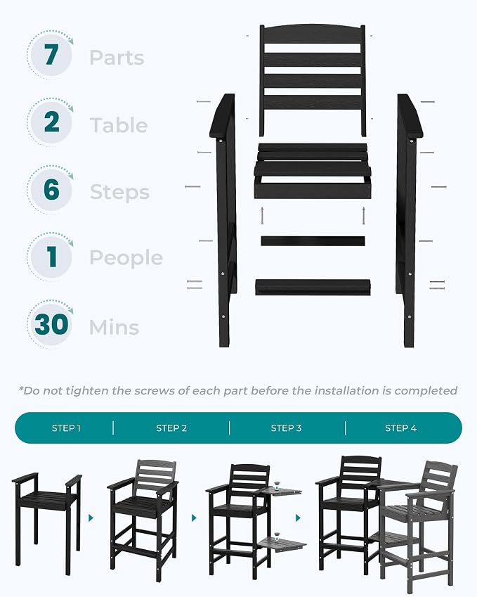 SERWALL Tall Adirondack Chairs Set of 2 - Image 7