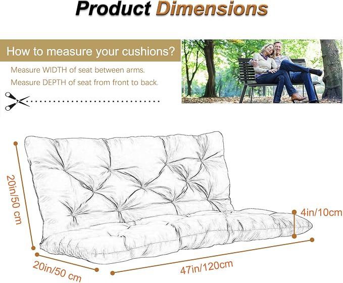 2-3 Seat Swing Replacement Cushion, Outdoor Bench Cushions - Image 6