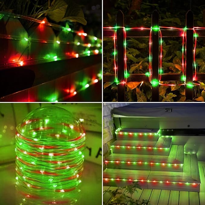 Solar Rope Lights, 66ft 200LED Solar String Lights, 8 Modes Waterproof Solar - Image 6