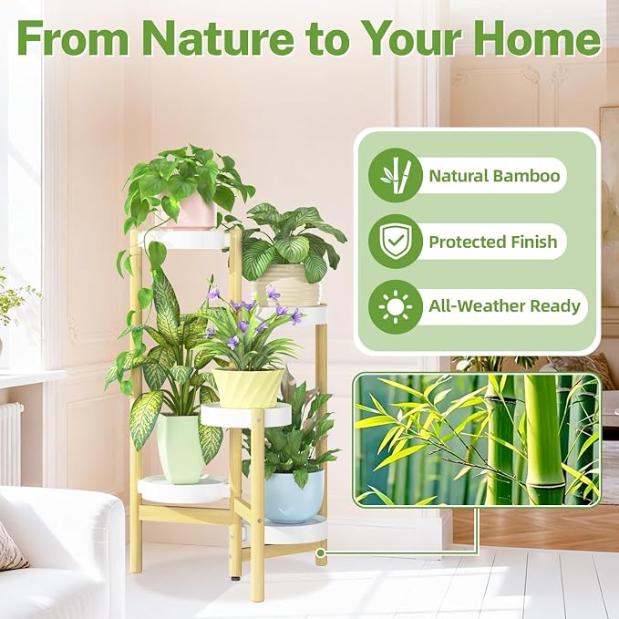 iDavosic.ly 5 Tier Bamboo Plant Stand Indoor Outdoor - Image 4