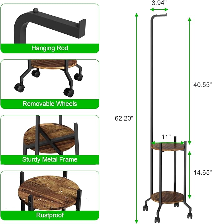 Plant Stand Indoor, 2 Tier Hanging Tall Plant Shelf - Image 4