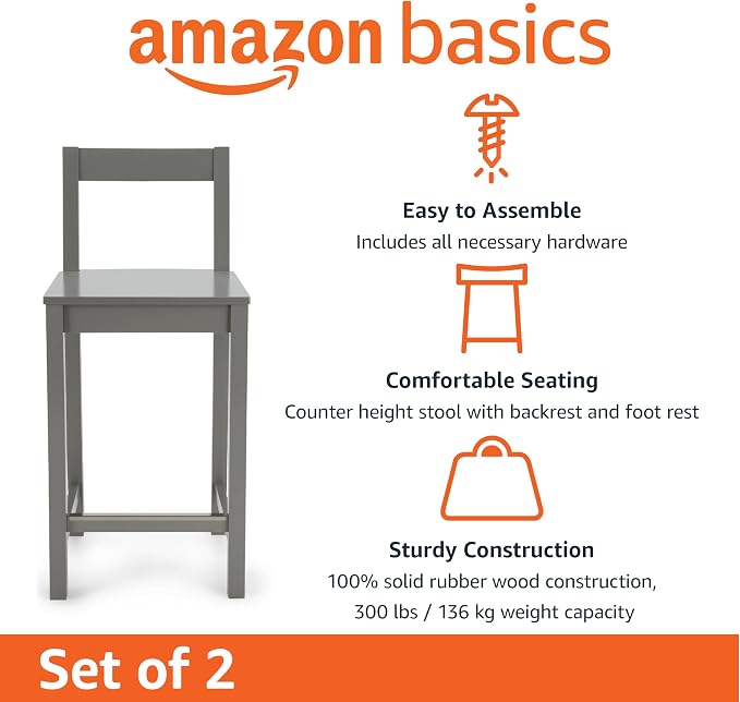Amazon Basics Wooden Bar Stool - Image 3