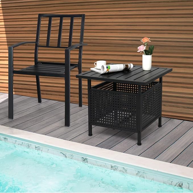 VINGLI Outdoor Side Table with Umbrella Hole 1.57" Umbrella Stand Table - Image 7