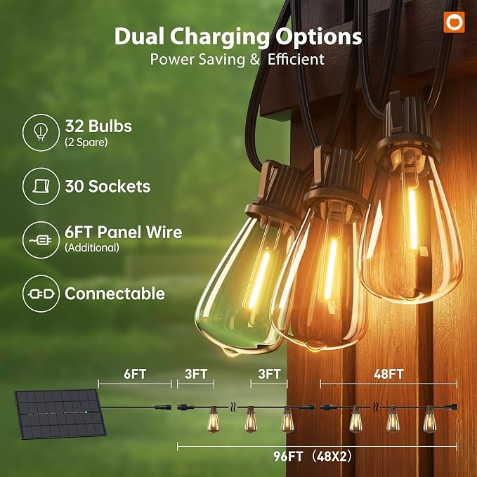 addlon 102FT Solar String Lights Outdoor Waterproof - Image 8