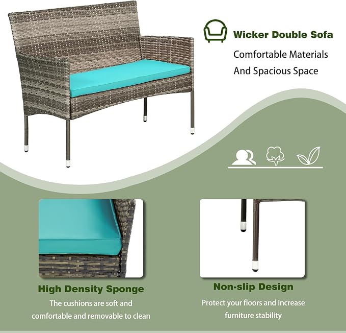 PayLessHere Outdoor Furniture Set 4 Pcs Modular Patio Furniture Set Water - Image 5
