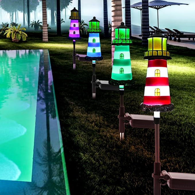 Lighthouse Outdoor Solar Lights, 2 Packs Outdoor Waterproof, Solar Trail Lights - Image 7