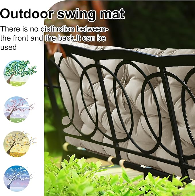 Waterproof Porch Swing Cushion Replacement, Thick 4" 2–3 Seat Outdoor Swing - Image 4