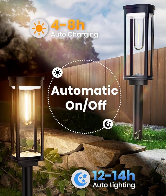 Solar Pathway Lights Outdoor Warm White 8-Pack Waterproof IP65, Auto On/Off - Image 6