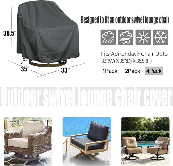 Outdoor Swivel Lounge Chair Cover, Waterproof Heavy Duty Outdoor Chair Covers - Image 2