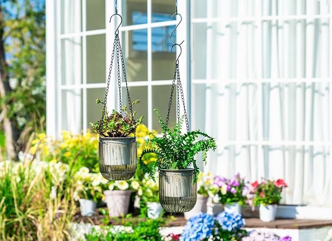 Josteve 4.5 Inch 2 Pcs Self Watering Hanging Planter Indoor Plant Pots Drainage - Image 2