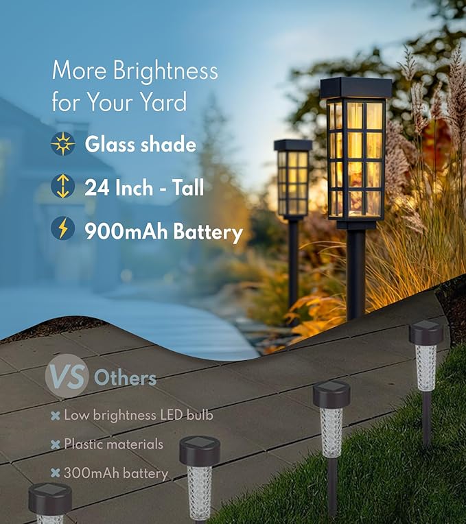 PASAMIC 24" Solar Pathway Lights Outdoor, 8 Pack Bright Garden Light - Image 3