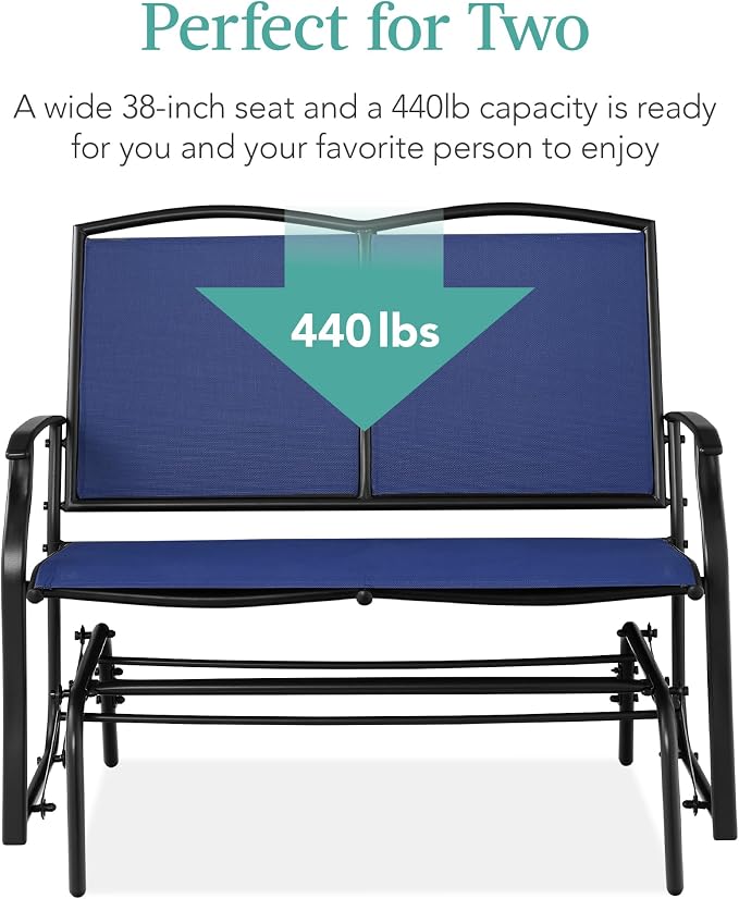 Best Choice Products 2-Person Outdoor Patio Swing Glider Steel Bench Loveseat - Image 6