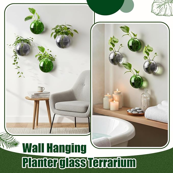 4 Pcs Stained Glass Hanging Vases Hanging Glass Planters Small Plant Terrarium - Image 3