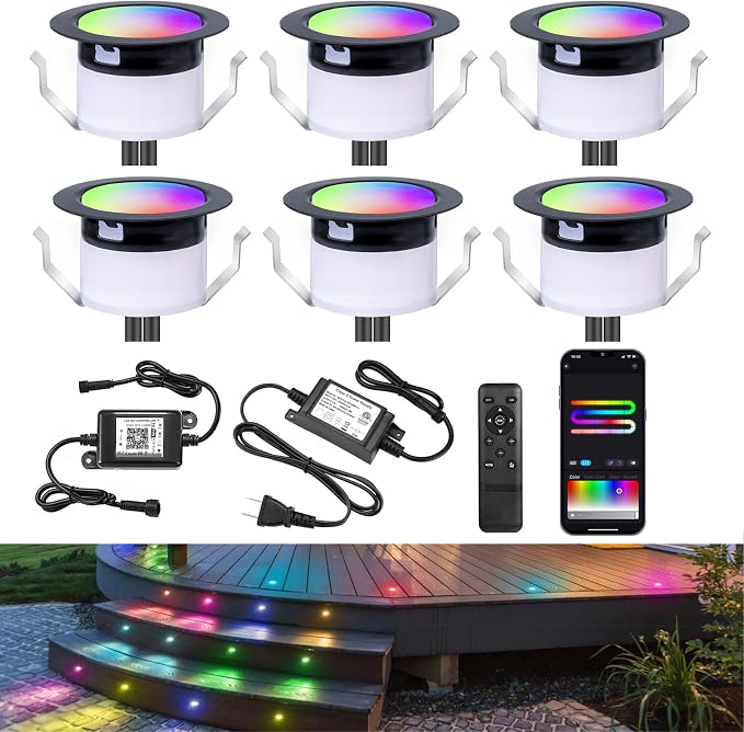 LED Deck Lights Kit, IP67 Waterproof 12V Step Lights Outdoor by Sumaote
