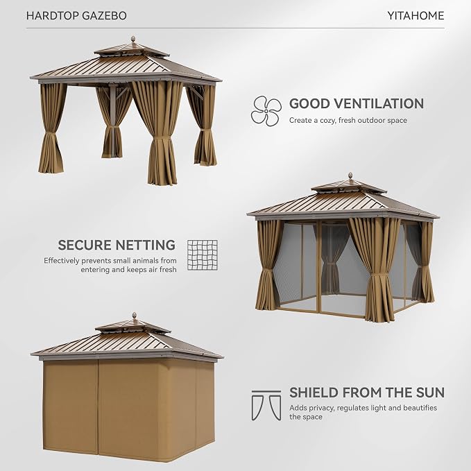 YITAHOME 10x10ft Hardtop Gazebo - Image 2