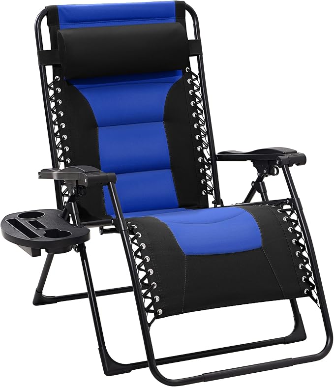 JEAREY Oversized Padded Zero Gravity Chairs, Folding Lounge Chair Outdoor Patio by JEAREYOutdoorsCollection