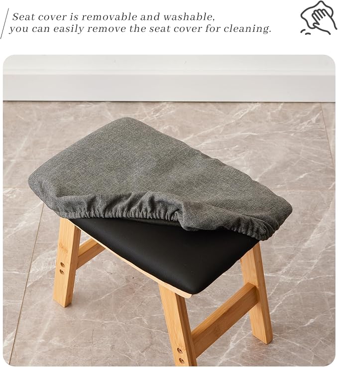 Foot Stool, Bamboo Small Sofa Foot Rest Under Desk, Extra Seating - Image 5