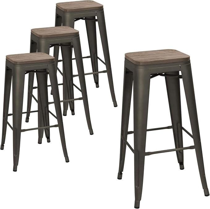 Devoko Metal Bar Stool 30'' Indoor Outdoor Stackable Barstools Modern by DEVOKO