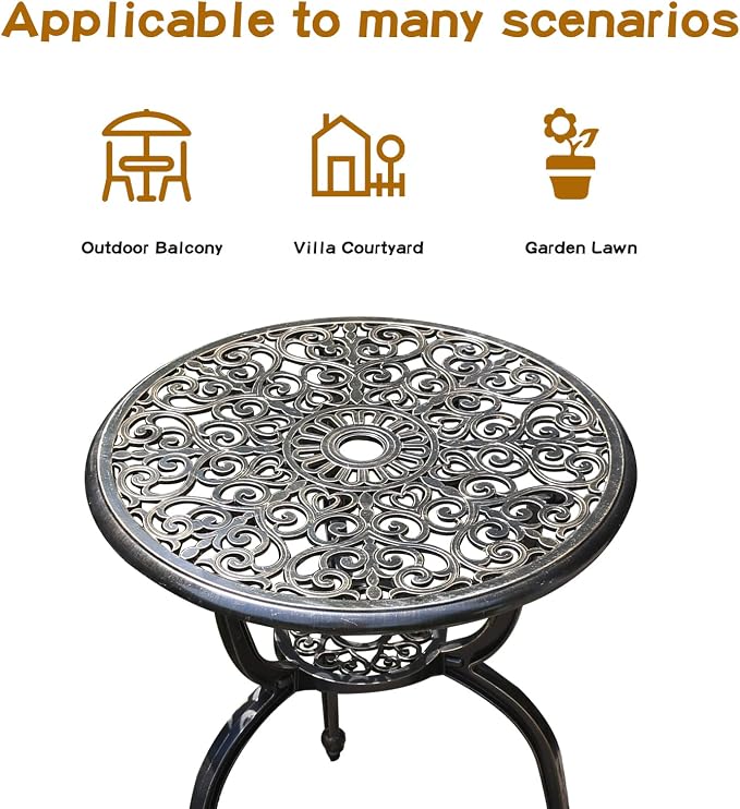 JARDIN DE CENTENNIAL Patio Bistro Set.Rust-Resistant Cast Aluminum Bistro Table - Image 3