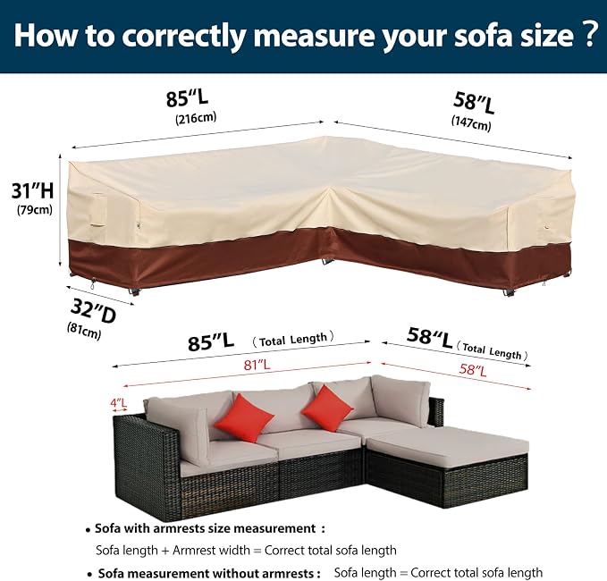 Patio Outdoor Sectional Cover -Patio Furniture Covers Waterproof Rip-Stop - Image 5