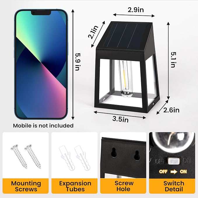 GIGALUMI Solar Fence Lights, 6 Pack Fence Outdoor Waterproof Lights Solar - Image 2