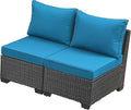 Jing's Villa 2 Piece Patio Wicker Armless Sofa, All-Weather Outdoor Sectional by JingsVillaOutdoorFurniture