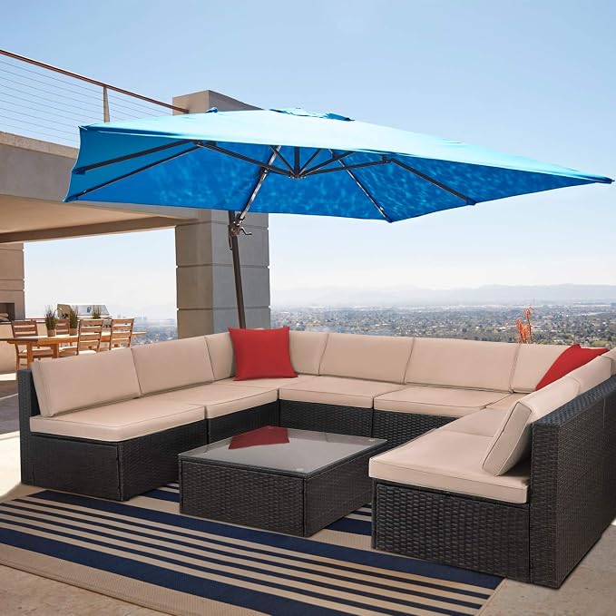 Devoko 9 Pieces Outdoor Sectional Sofa All-Weather Patio Furniture Sets Manual - Image 2