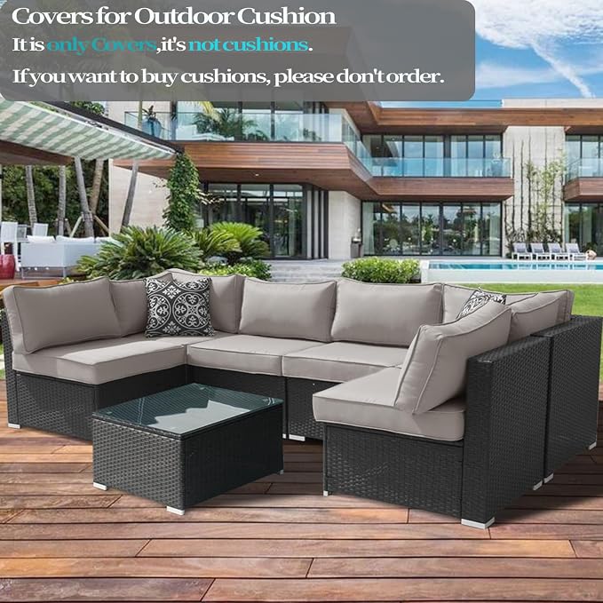 14Pcs Outdoor Cushion Covers Replacement Washable w/Zipper - Image 3