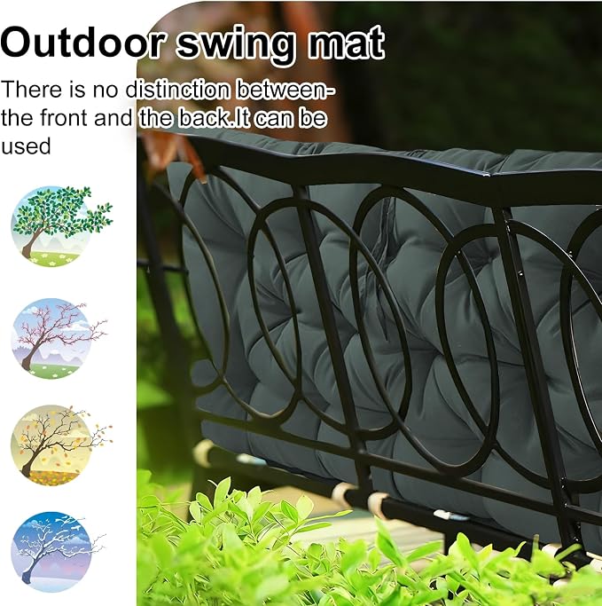Waterproof Porch Swing Cushion Replacement, Thick 4" 2–3 Seat Outdoor Swing - Image 4