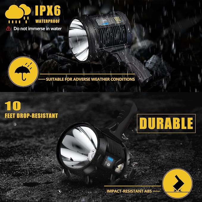 Spotlight 1000000 Lumens, 6 Modes Led Rechargeable Spotlight Flashlight As Seen - Image 5