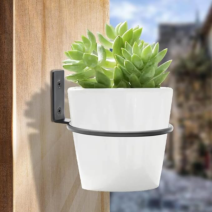 6 Pack 4 inch Flower Pot Holder Ring, Flower Pot Holder Ring Wall Mounted Set - Image 2