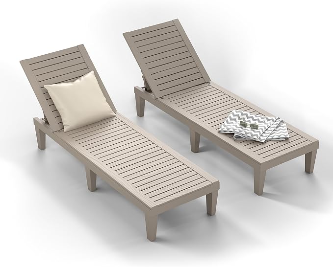 ROJIK Outdoor Chaise Lounge Chair Set of 2, by ROJIK