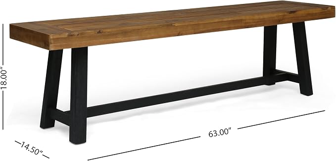 Christopher Knight Home Toby Outdoor Acacia Wood Bench, Sandblast Teak Finish - Image 3