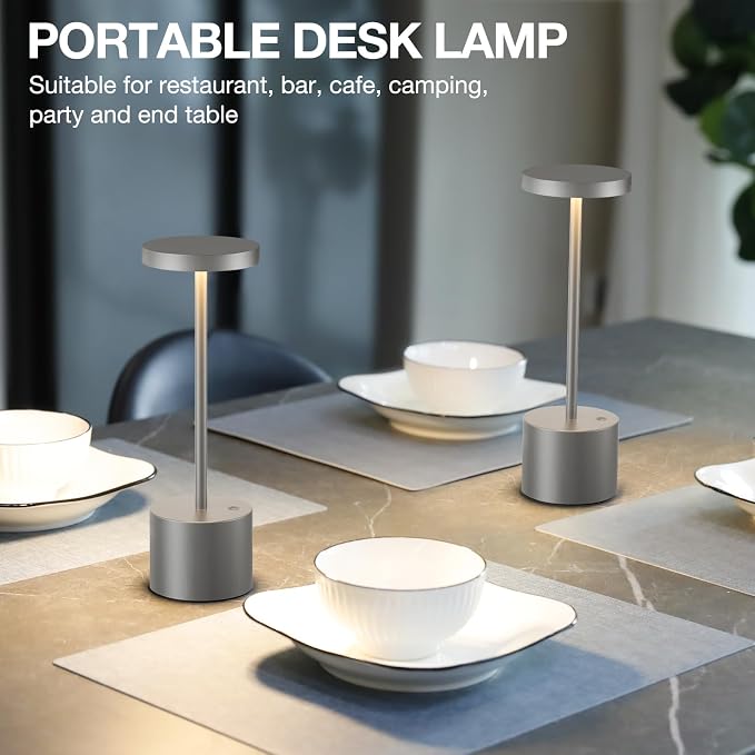 Kakanuo Grey Rechargeable Cordless Lamp - Image 3