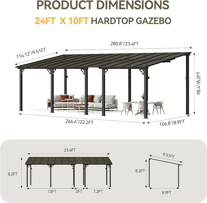 Aoxun 24' x 10' Pergola for Patio, Gazebo - Image 2