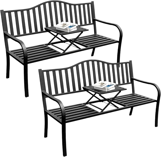 SHGJ&SOFT Outdoor Bench, Garden Bench, Outdoor Metal Frame Patio Park Bench by Unknown
